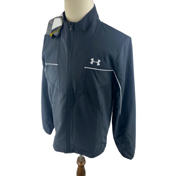 Under Armour Mens M Loose Windstrike Storm Full Zip Jacket Golf Black $100 - Picture 6 of 12